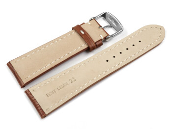 Bracelet de montre - rembourrage épais - grain croco - marron clair 18mm Dorée