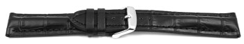 Bracelet de montre - rembourrage épais - grain croco - noir 24mm Acier