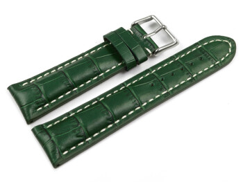 Bracelet de montre - rembourrage épais - grain croco - vert 18mm Acier