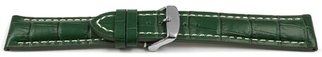 Bracelet de montre - rembourrage épais - grain croco - vert 20mm Acier