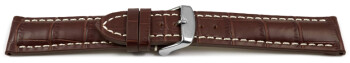 Bracelet de montre - rembourrage épais - grain croco - marron foncé - XS 20mm Acier