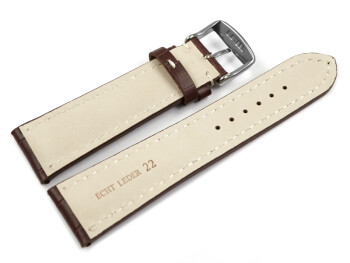 Bracelet de montre - rembourrage épais - grain croco - marron foncé - XS 20mm Acier