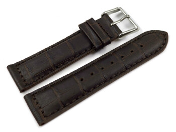 Bracelet de montre - rembourrage - grain croco - marron foncé - XS 22mm Acier