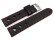 Bracelet montre - cuir de veau perforé - noir - couture rouge 20mm Acier