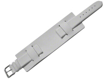 Bracelet de montre en cuir lisse de veau - sans couture - avec plaque américaine - blanc 12mm Dorée