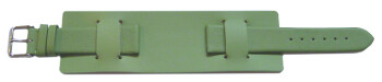 Bracelet de montre en cuir lisse de veau - sans couture - avec plaque américaine - vert 22mm Acier