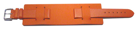 Bracelet de montre en cuir lisse de veau - sans couture - avec plaque américaine - orange 18mm Acier