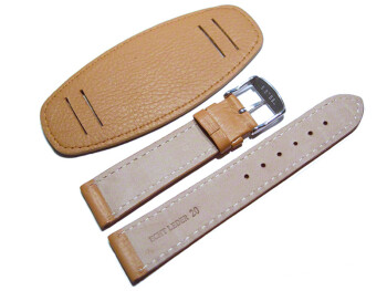 Bracelet de montre en veau -avec plaque américaine- marron clair 20mm Acier