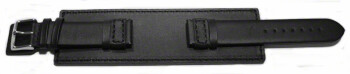 Bracelet de montre en veau - avec plaque américaine - noir 20mm Acier