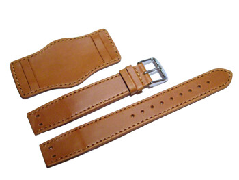 Bracelet de montre - BUND - cuir de veau - marron 18mm Dorée