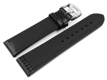 Bracelet de montre - Carbone - noir - couture noire 22mm Acier