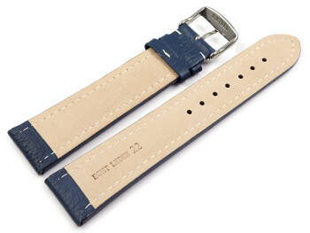 Bracelet de montre - cuir de veau grainé - bleu 24mm Acier