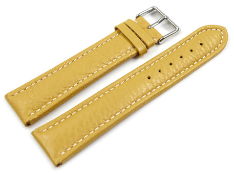 Bracelet de montre - cuir de veau grainé - jaune...