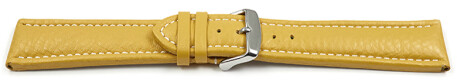 Bracelet de montre - cuir de veau grainé - jaune 20mm Acier