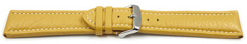 Bracelet de montre - cuir de veau grainé - jaune 24mm Acier