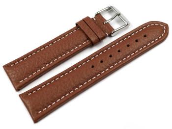 Bracelet de montre - cuir de veau grainé - marron clair 20mm Acier