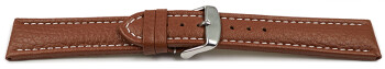 Bracelet de montre - cuir de veau grainé - marron clair 22mm Acier