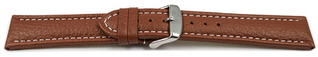 Bracelet de montre - cuir de veau grainé - marron clair 24mm Acier