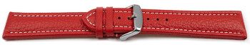 Bracelet de montre - cuir de veau grainé - rouge 18mm Acier