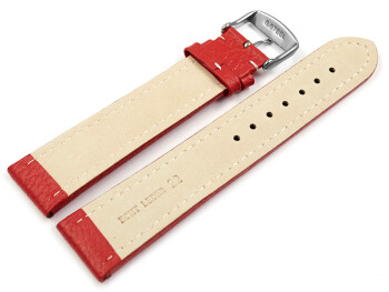 Bracelet de montre - cuir de veau grainé - rouge 18mm Acier