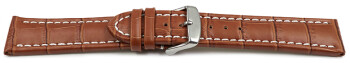 Bracelet de montres cuir de veau - grain croco - marron...
