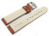 Bracelet de montres cuir de veau - grain croco - marron clair surpiqué 24mm Acier