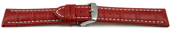Bracelet de montre - cuir de veau - grain croco - rouge 20mm Acier