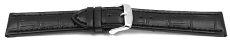 Bracelet de montre cuir de veau - grain croco - noir 18mm Acier