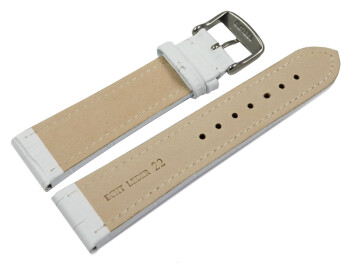 Bracelet de montre - cuir de veau - grain croco - blanc 18mm Dorée