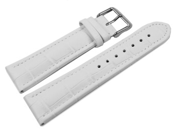Bracelet de montre - cuir de veau - grain croco - blanc 20mm Acier