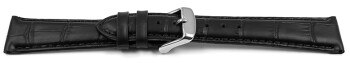 Bracelet montre-grain croco-noir-20mm Acier