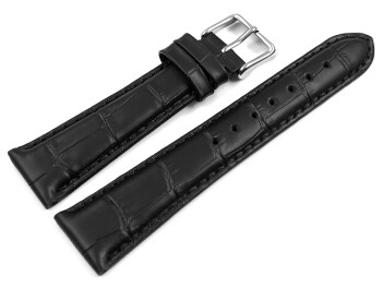 Bracelet montre-grain croco-noir-21 mm Acier