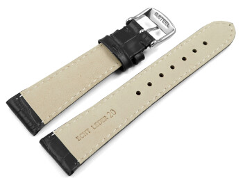 Bracelet montre-grain croco-noir-23 mm Acier