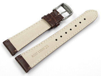 Bracelet montre-grain croco-marron-19 mm Acier