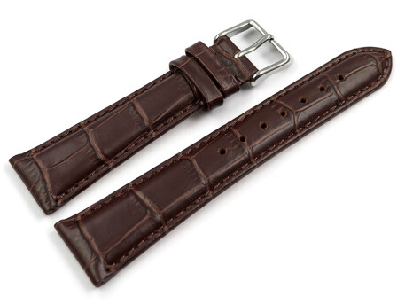 Bracelet montre-grain croco-marron-22mm Acier