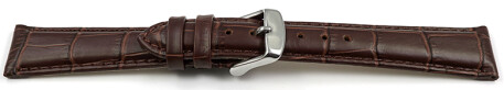 Bracelet montre-grain croco-marron-23 mm Acier