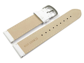 Bracelet de montre -cuir de veau sans rembourrage- souple -blanc 20mm Acier