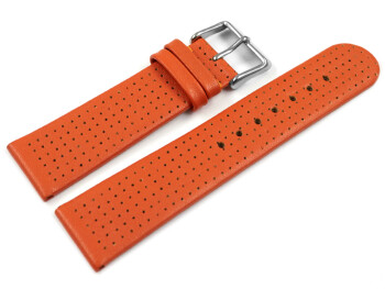 Bracelet de montre - dessin perforé - cuir de veau - orange 18mm Acier