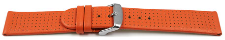 Bracelet de montre - dessin perforé - cuir de veau - orange 22mm Acier