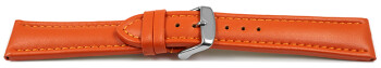 Bracelet montre cuir lisse - orange - couture orange 18mm...