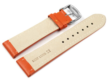 Bracelet montre cuir lisse - orange - couture orange 20mm Acier
