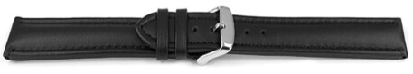 Bracelet montre cuir lisse - noir - finition mate 18mm Acier