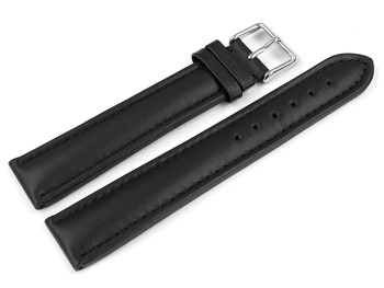 Bracelet montre cuir lisse - noir - finition mate 18mm Dorée