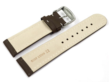 Bracelet montre cuir lisse - marron foncé - surpiqué 18mm Dorée