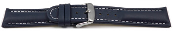 Bracelet montre cuir lisse - bleu foncé - surpiqué 18mm...
