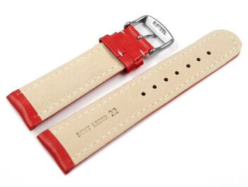 Bracelet montre cuir lisse - rouge - surpiqué 18mm Acier