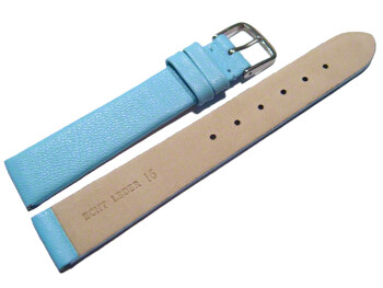 Bracelet de montre - cuir lisse de veau - bleu ciel 8mm Acier