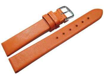 Bracelet de montre - cuir lisse de veau - orange 14mm Acier