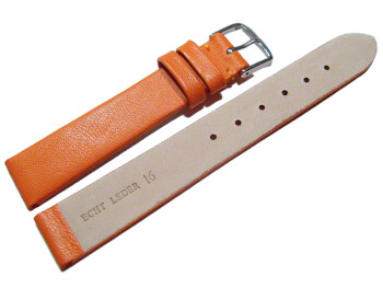 Bracelet de montre - cuir lisse de veau - orange 14mm Acier