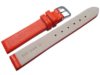 Bracelet de montre - cuir lisse de veau - rouge 10mm Acier